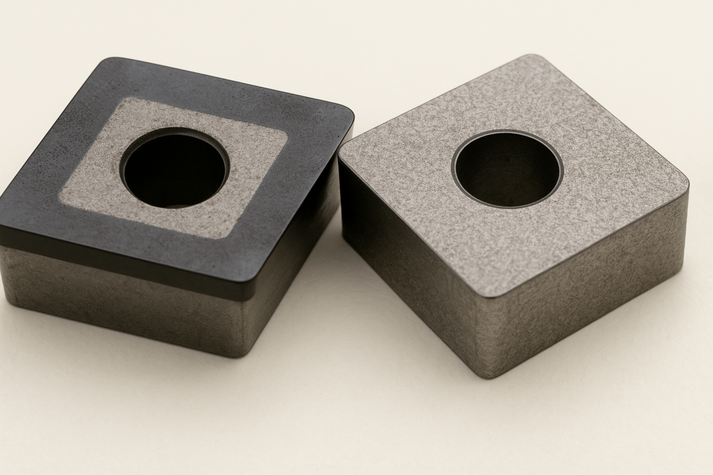 Close-up of CBN insert showing microstructure and surface finish