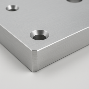 High-precision custom CNC aluminum mounting plate close-up