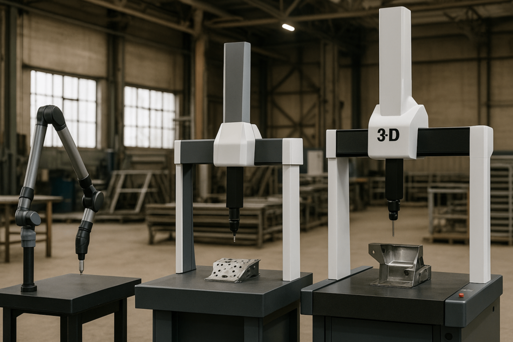 Bridge, gantry, and portable arm CMMs used in metal fabrication