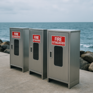 316 stainless steel fire extinguisher cabinets in outdoor coastal application