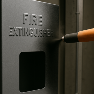 Durable powder-coated fire extinguisher cabinet surface treatment