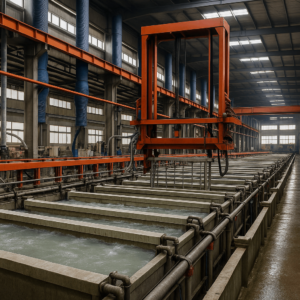 Hardcoat anodizing line in a Chinese aluminum processing factory