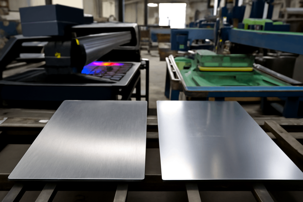 Comparison of different aluminum printing technologies in a factory.