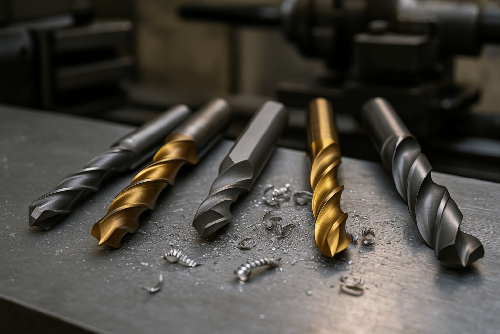 Different types of aluminium drill bits used in industrial workshops