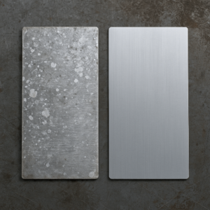 Aluminum sheet after UV exposure and salt spray test.