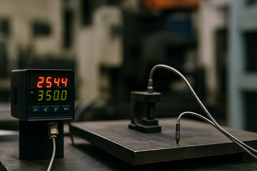 Industrial temperature testing equipment measuring material behavior related to glass transition temperature (Tg).