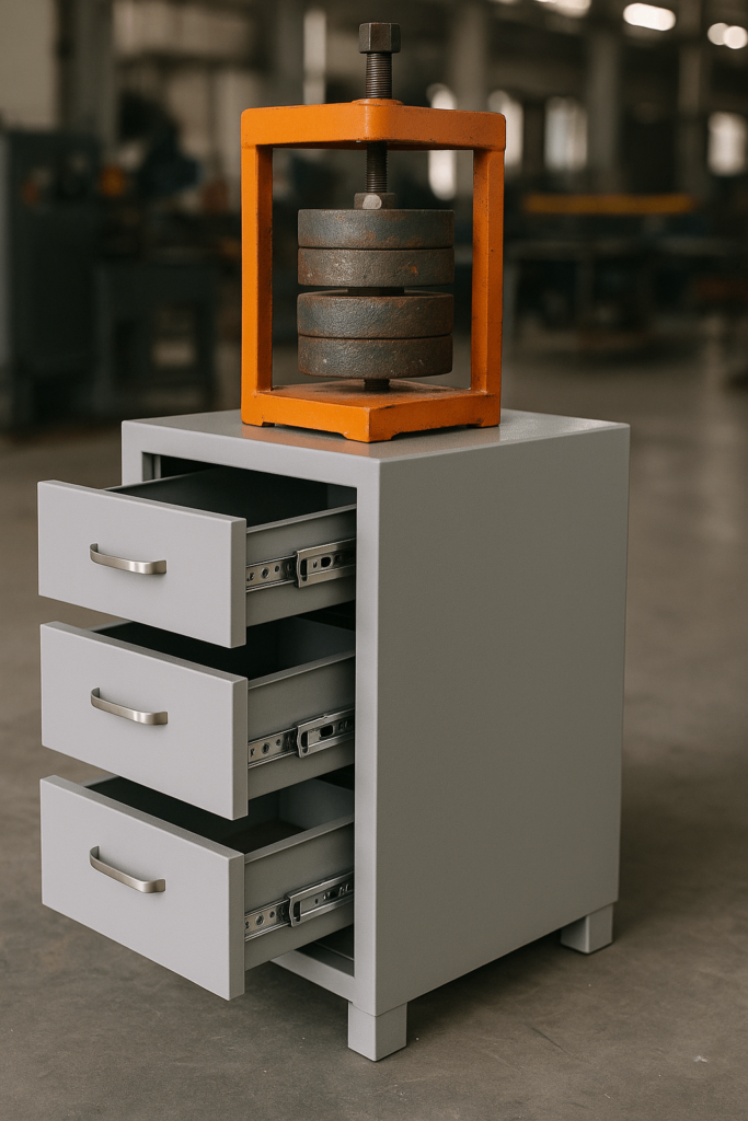 heavy-duty drawer slide weight test in Chinese metal cabinet factory