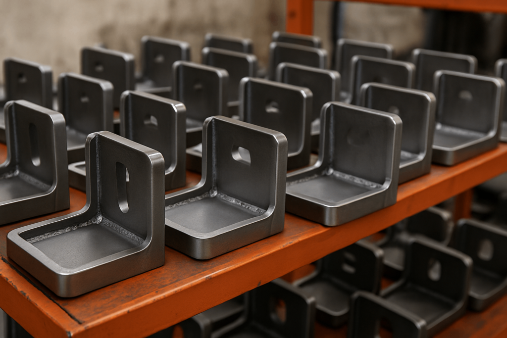 High-quality welded metal parts produced by robotic automation ready for bulk export