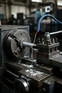 metal lathe machining in a Chinese manufacturing workshop