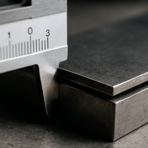 Close-up of controlled joint clearance between steel parts for brazing accuracy