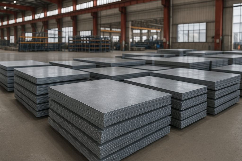 galvanized steel sheets in a modern Chinese metal fabrication factory