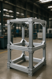 Aluminum structural frame showing lightweight yet rigid industrial design.