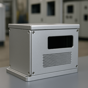 Aluminum enclosure with corrosion-resistant finish designed for industrial equipment.
