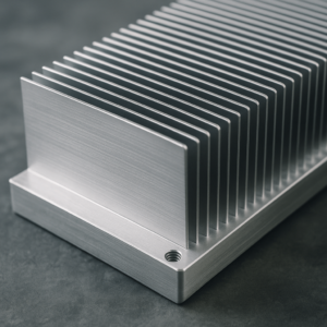 Aluminum heat sink with precision-machined fins for thermal management applications.