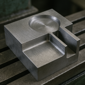 Common milling operations on metal parts, including face milling and slot milling