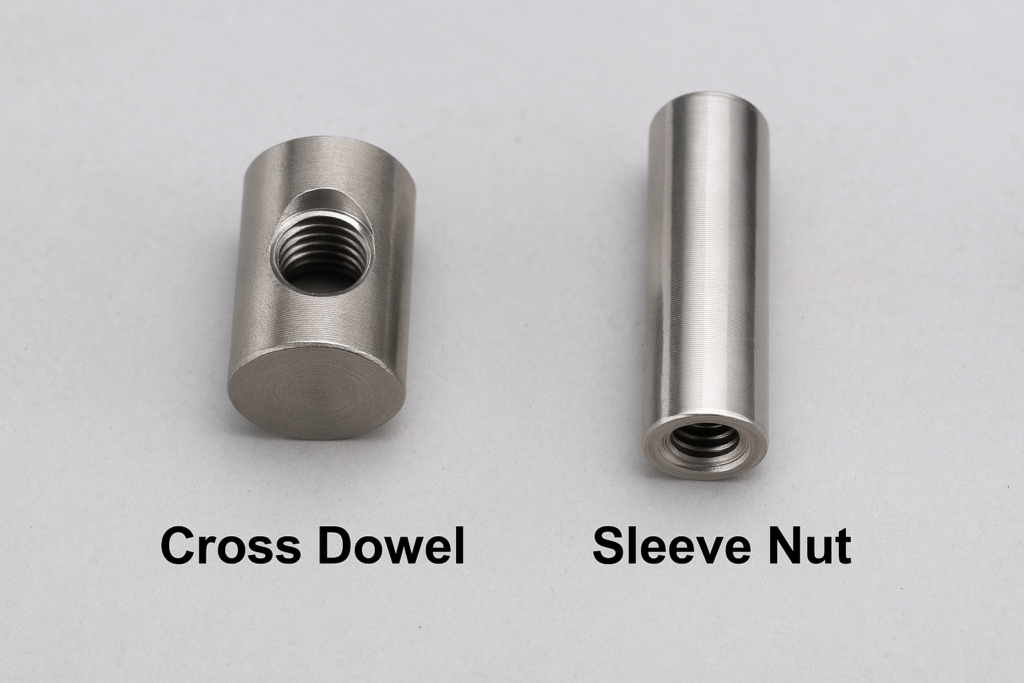 cross dowel vs sleeve nut comparison photo