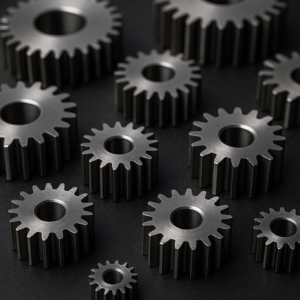 Precision spur gears with detailed tooth geometry and metal texture