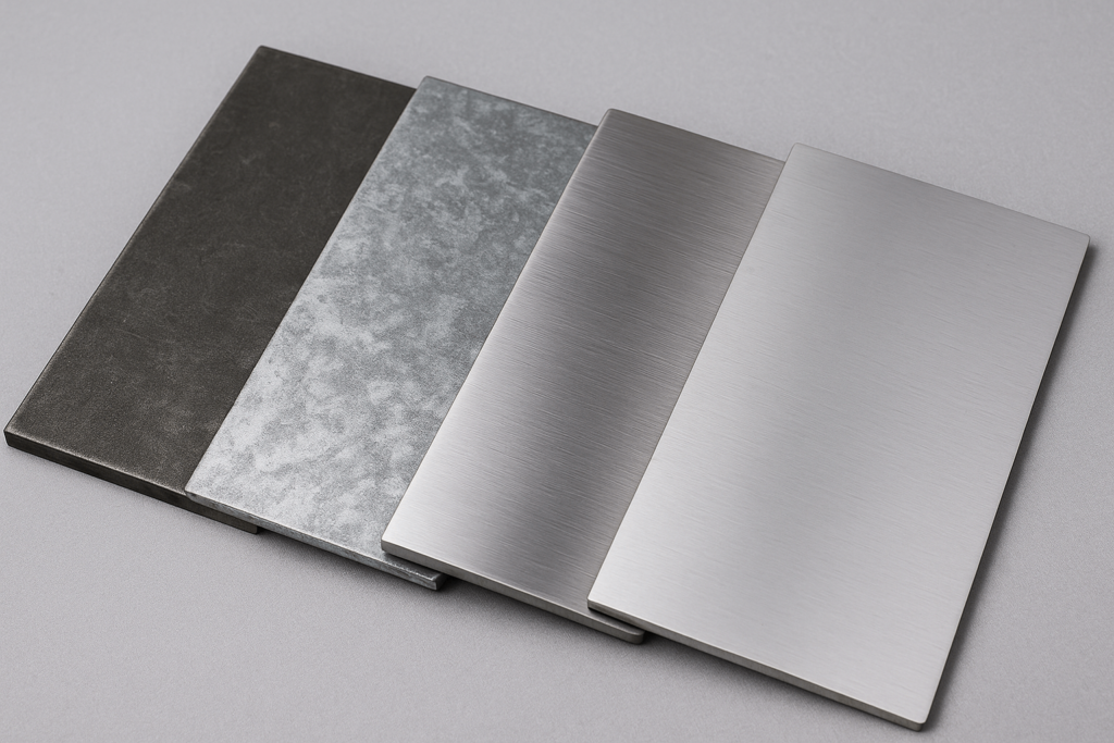 Comparison of carbon steel, galvanized steel, stainless steel, and aluminum materials used for hydraulic power pack enclosures