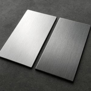 Comparison of hairline stainless steel sample vs. bulk production sheet