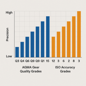 Comparison chart of AGMA vs ISO gear quality standards