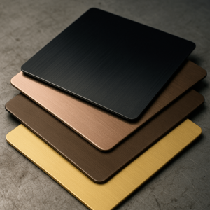 Stainless steel sheets with PVD coating in multiple colors