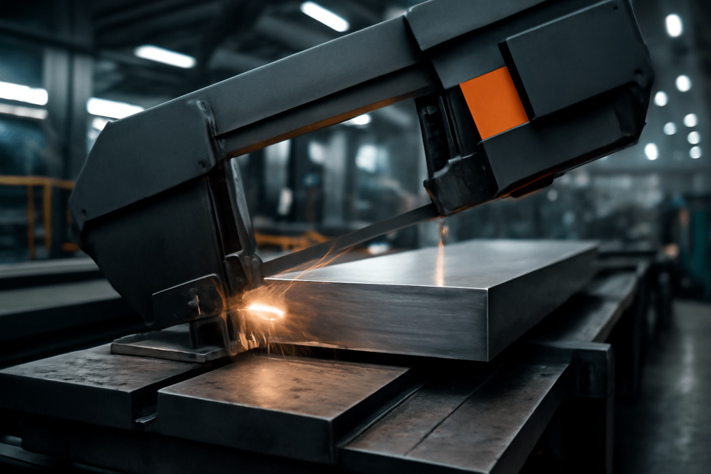 Metal cutting machinery in a factory with precision tools for high-quality cuts