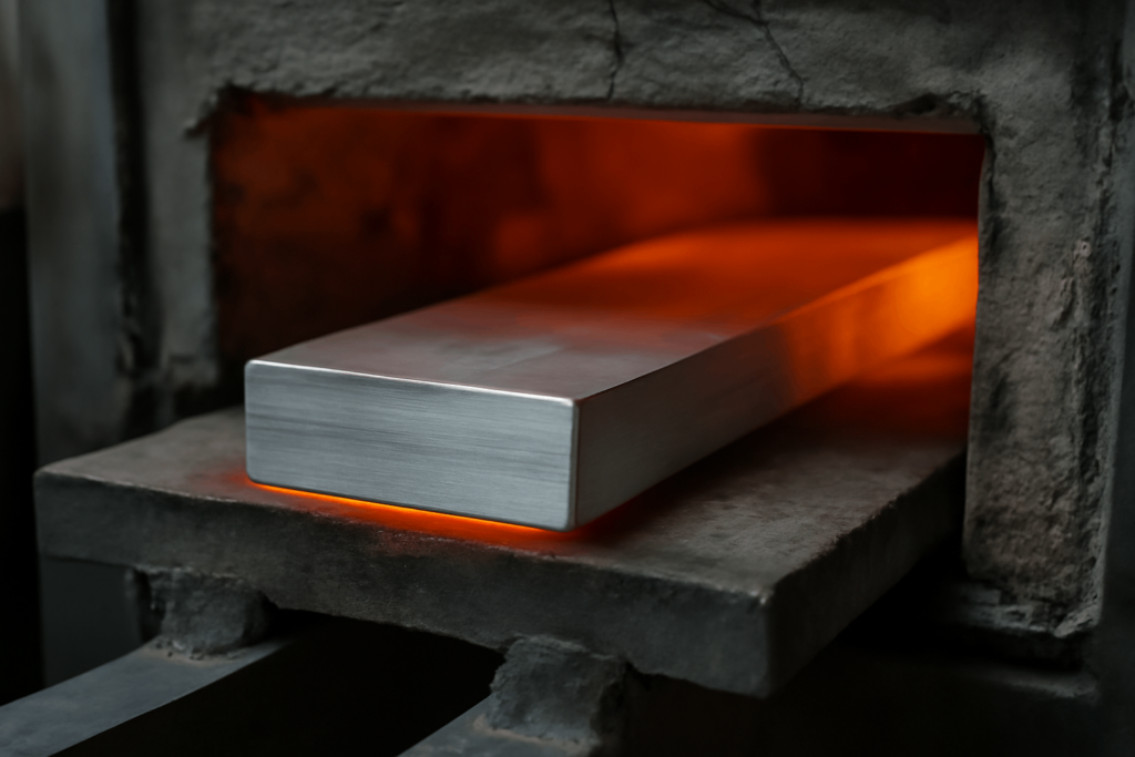 aluminium heating process showing solid base metal during brazing