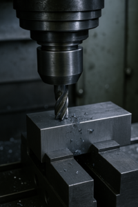 CNC steel machining tool wear and cutting process