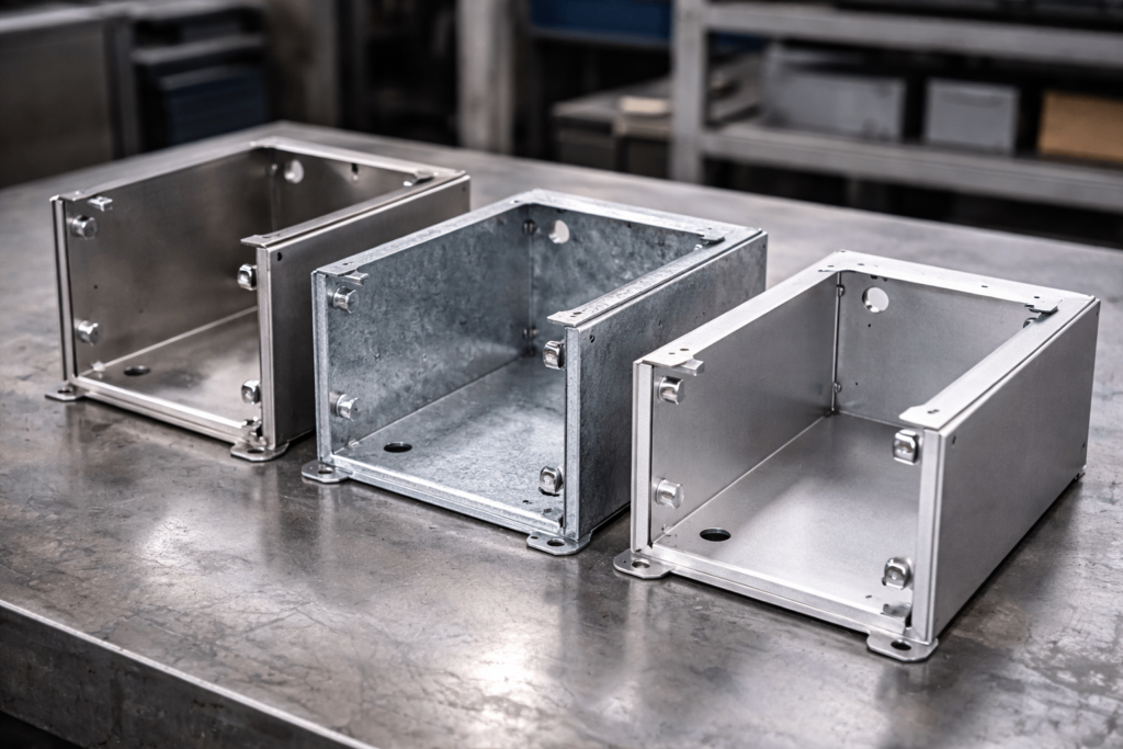 sheet metal enclosure materials stainless steel galvanized aluminum