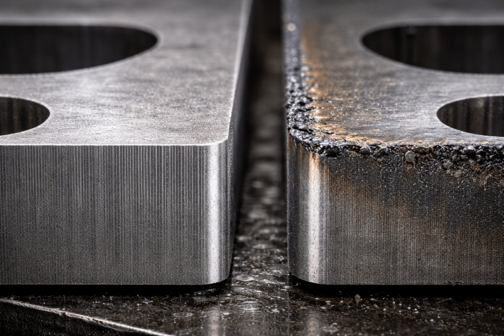 water jet cutting edge quality compared to thermal cutting