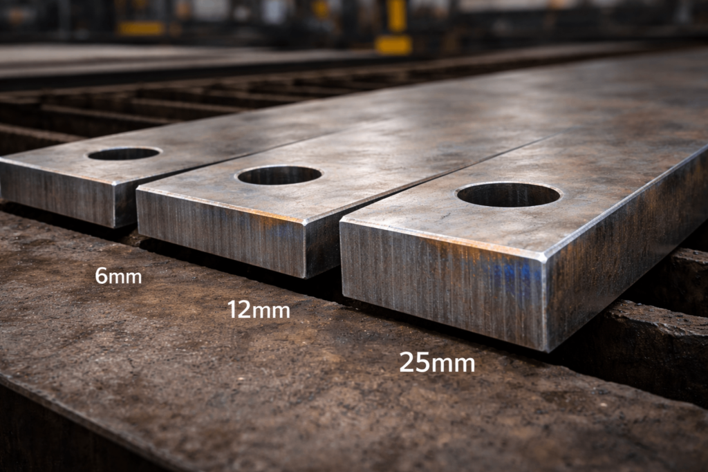 steel plate cutting results at different material thicknesses