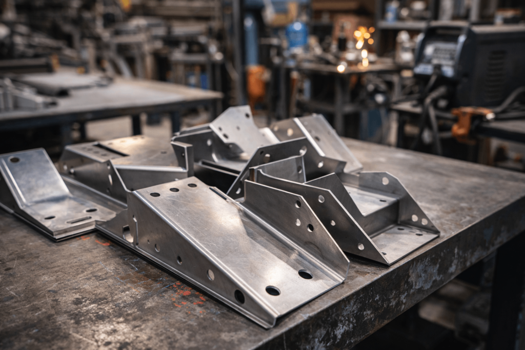 Bent sheet metal parts before assembly and welding