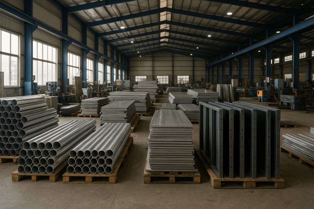 China aluminum fabrication workshop showing anodizing-ready metal components