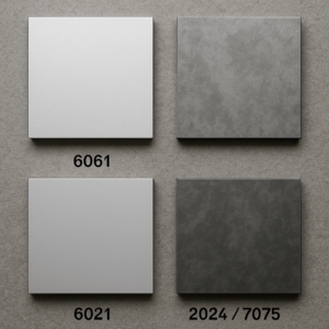Comparison of anodized aluminum surfaces across different alloys such as 6061 and 7075