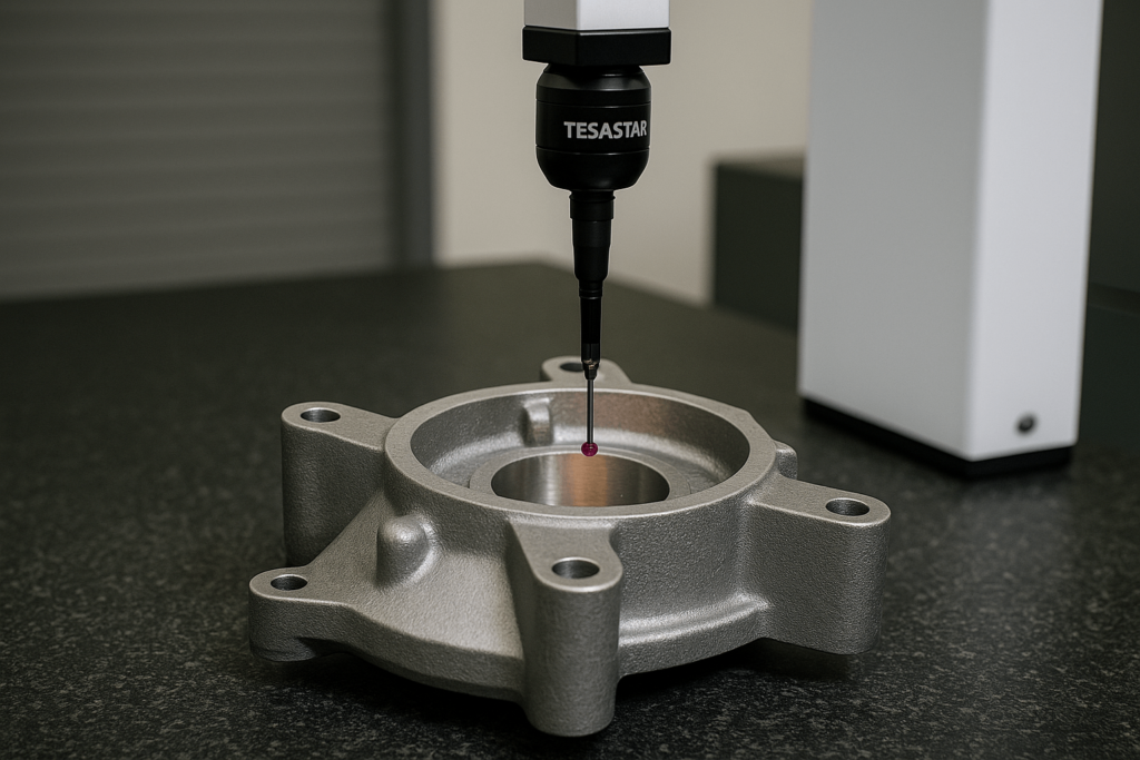 CMM dimensional inspection of cast metal parts for quality assurance