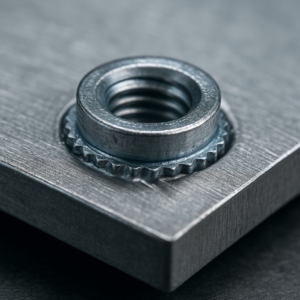 Self-clinching fastener cold flow interlock inside sheet metal