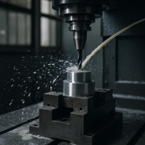 CNC machining process inside a Chinese metal fabrication factory