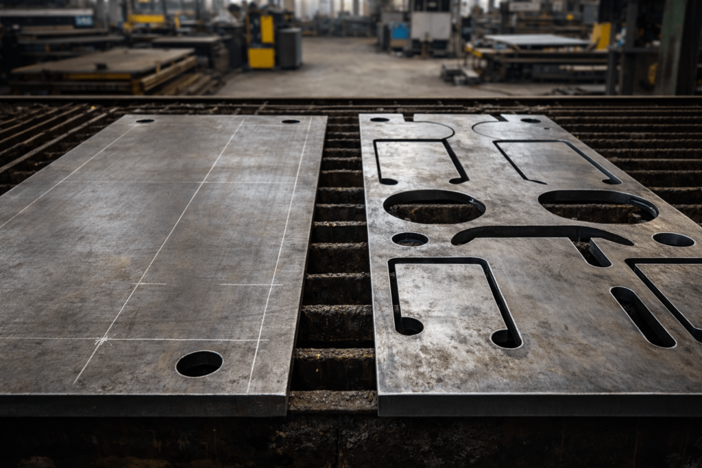 steel plate cutting as the first step in metal fabrication process