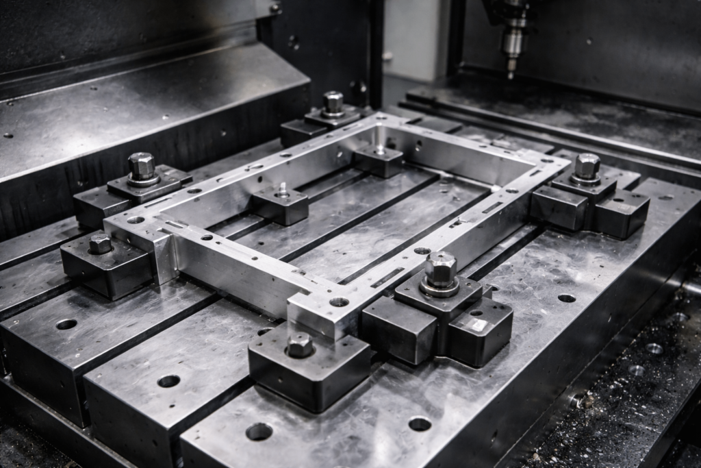 Workholding and fixturing setup in CNC machining