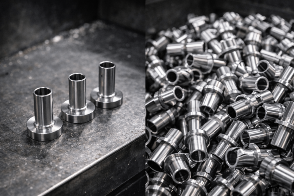 Prototype versus batch lathe machining parts in production