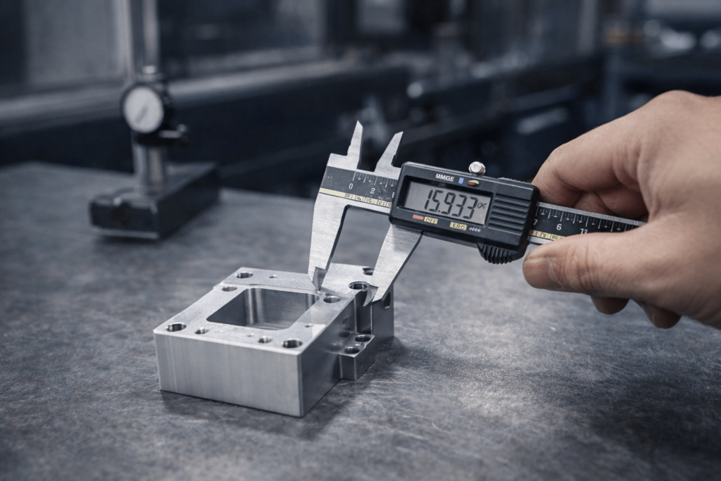 Measuring lathe machining parts with digital caliper