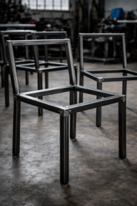 welded steel chair frame showing thin-wall tubing for high-load commercial use