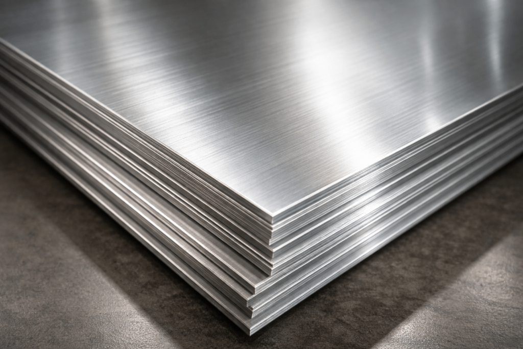 brushed stainless steel sheet material close-up