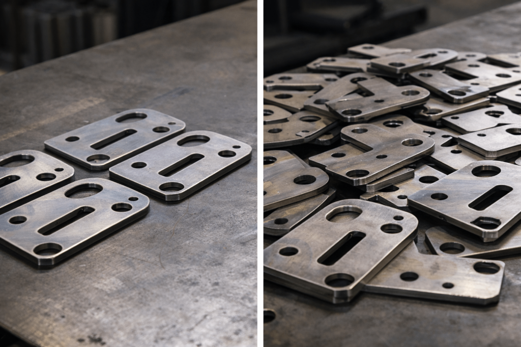 Stainless steel laser cut parts sample versus batch production