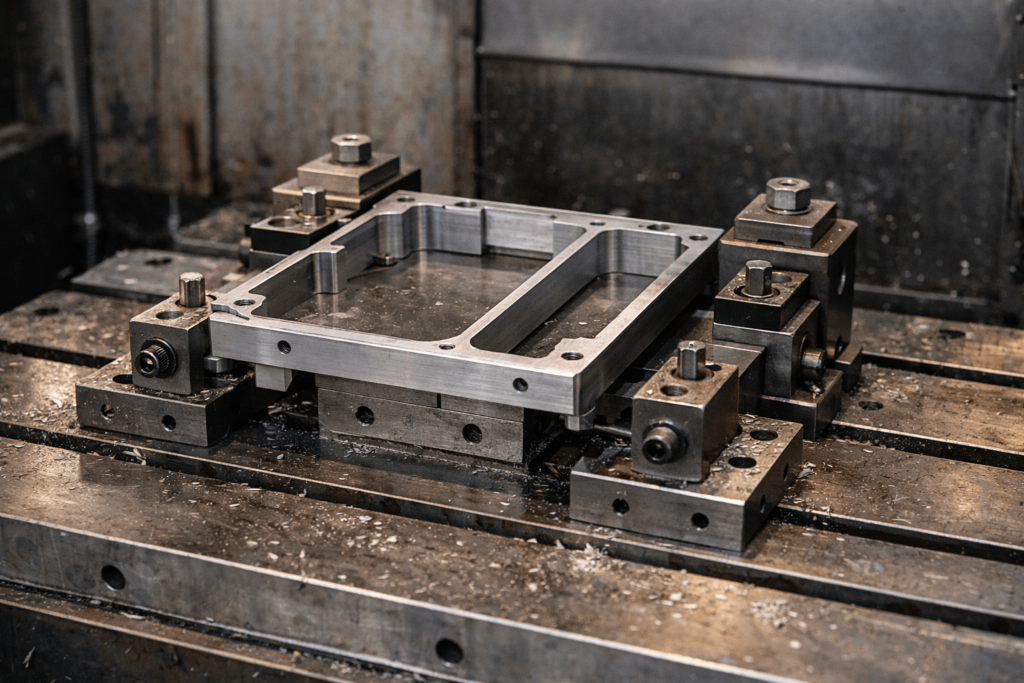 Workholding and fixturing setup for titanium CNC machining