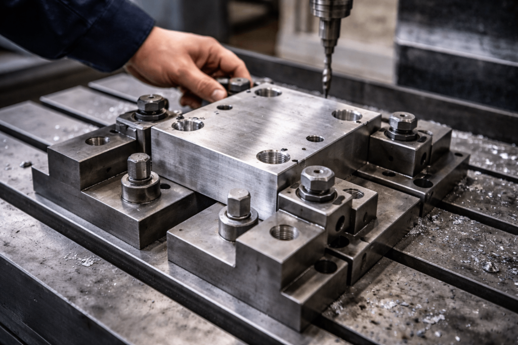 Workholding and fixturing setup for CNC machining