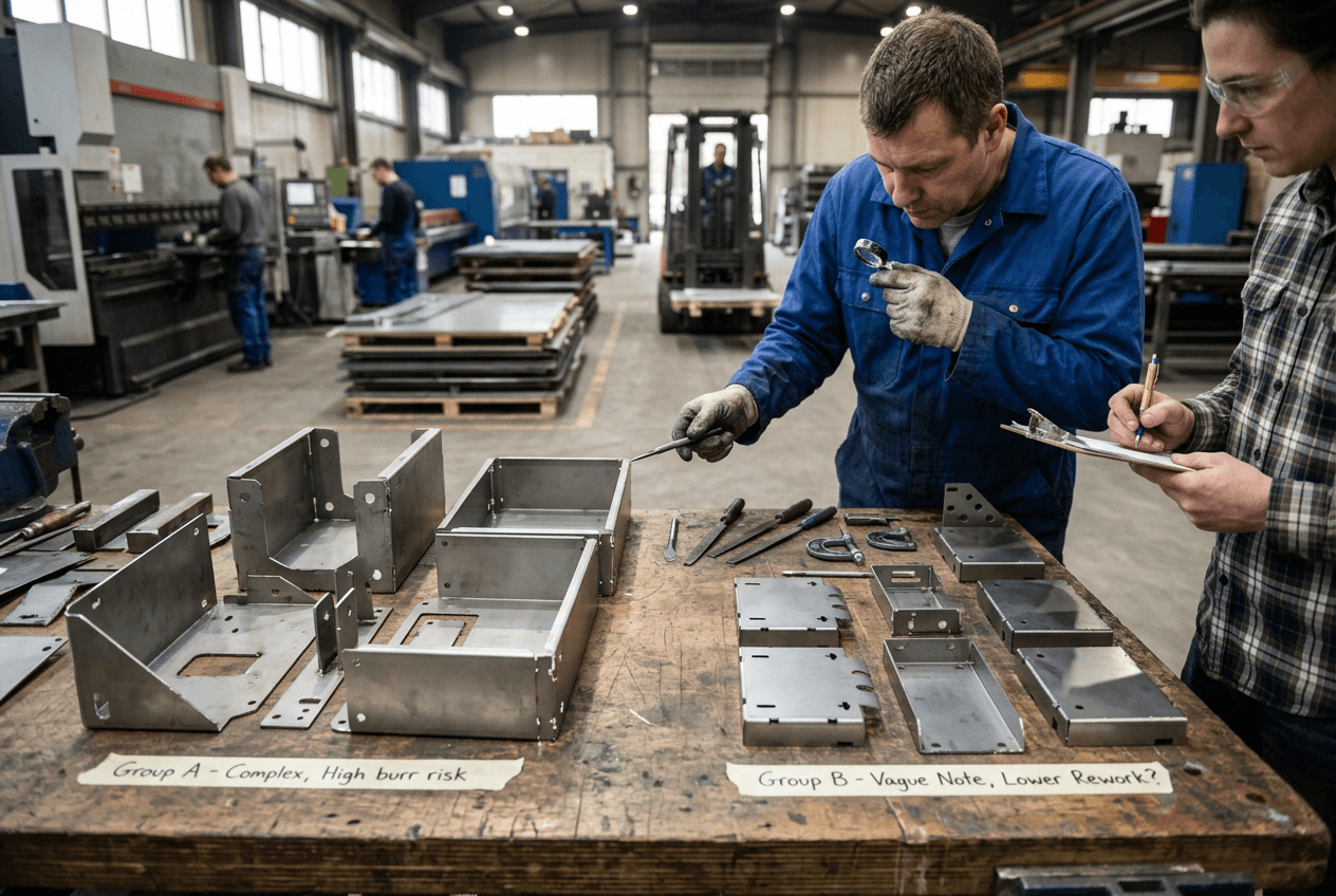 Burrs on Metal in Sheet Metal RFQs: How Vague Deburring Notes Distort Quotes and Shift Rework Risk image 2