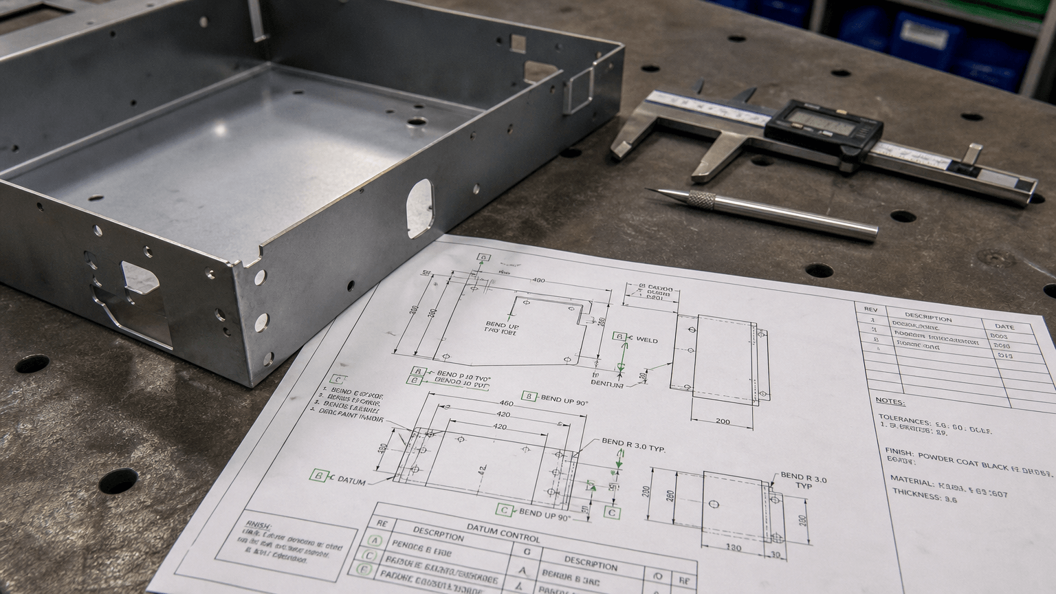 quality metal fabricating drawing review and fabricated part inspection