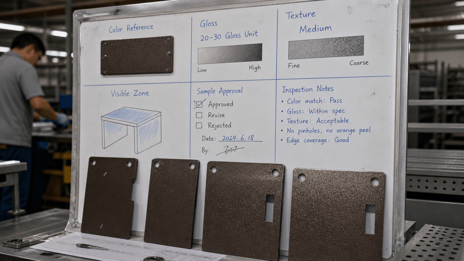 artistic powder coating drawing review and fabricated part inspection