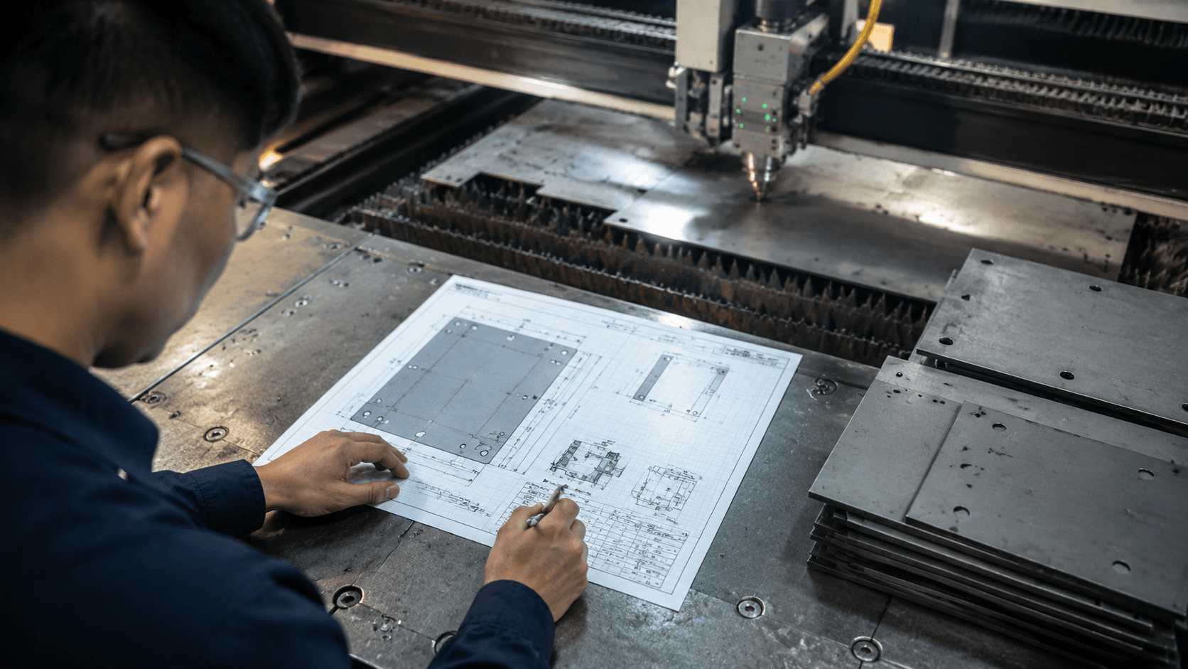 luxury cutting machines for industrial use drawing review and fabricated part inspection